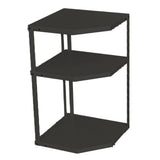 Kitchen Small Corner Shelf Rack Fan Shaped Space Saving Stable Carbon Steel Cookware Stand for Pots Pans 3 Layer Black 27x27x45.5cm