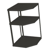 Kitchen Small Corner Shelf Rack Fan Shaped Space Saving Stable Carbon Steel Cookware Stand for Pots Pans 3 Layer Black 27x27x45.5cm