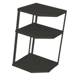 Kitchen Small Corner Shelf Rack Fan Shaped Space Saving Stable Carbon Steel Cookware Stand for Pots Pans 3 Layer Black 27x27x45.5cm