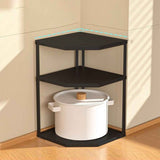 Kitchen Small Corner Shelf Rack Fan Shaped Space Saving Stable Carbon Steel Cookware Stand for Pots Pans 3 Layer Black 27x27x45.5cm