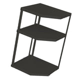 Kitchen Small Corner Shelf Rack Fan Shaped Space Saving Stable Carbon Steel Cookware Stand for Pots Pans 3 Layer Black 27x27x45.5cm