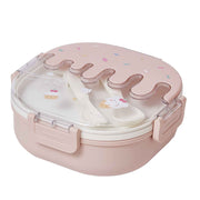 Bento Lunch Box for Kids Adults 3 Compartment Plastic Cute Ice Cream Lunch Snack Containers with Fork and Spoon for School Work Travel Pink In Australia - Darrahopens
