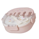 Bento Lunch Box for Kids Adults 3 Compartment Plastic Cute Ice Cream Lunch Snack Containers with Fork and Spoon for School Work Travel Pink In Australia - Darrahopens