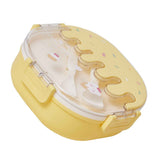 Bento Lunch Box for Kids Adults 3 Compartment Plastic Cute Ice Cream Lunch Snack Containers with Fork and Spoon for School Work Travel Yellow In Australia - Darrahopens