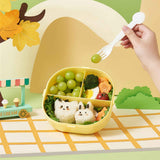 Bento Lunch Box for Kids Adults 3 Compartment Plastic Cute Ice Cream Lunch Snack Containers with Fork and Spoon for School Work Travel Yellow In Australia - Darrahopens