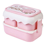 Cute Portable Students Lunch Box Microwaveable Children Cartoon Bento Box Independent Compartment Lunch Container Pink In Australia - Darrahopens