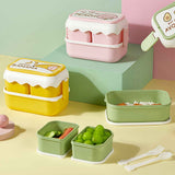 Cute Portable Students Lunch Box Microwaveable Children Cartoon Bento Box Independent Compartment Lunch Container Pink In Australia - Darrahopens
