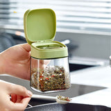 Spice Jar Glass Transparent Salt Sugar Pepper Seasoning Container Bottle for Home Kitchen Green