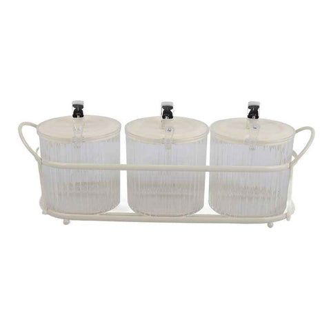 Spice Box Set Nordic Style Visual Innovative Household Movable Kitchen Spice Pot with Iron Rack and Spoon 3PCS Set In Australia - Darrahopens