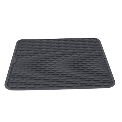 Rectangular Silicone Dish Drying Mat Heat Insulation Anti Slip Dish Drying Mat with Built in Drain Lip for Kitchen Counter Small Size