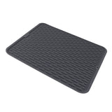 Rectangular Silicone Dish Drying Mat Heat Insulation Anti Slip Dish Drying Mat with Built in Drain Lip for Kitchen Counter Small Size