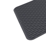 Rectangular Silicone Dish Drying Mat Heat Insulation Anti Slip Dish Drying Mat with Built in Drain Lip for Kitchen Counter Small Size