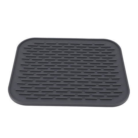 Rectangular Silicone Dish Drying Mat Heat Insulation Anti Slip Dish Drying Mat with Built in Drain Lip for Kitchen Counter Large Size