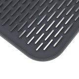 Rectangular Silicone Dish Drying Mat Heat Insulation Anti Slip Dish Drying Mat with Built in Drain Lip for Kitchen Counter Large Size