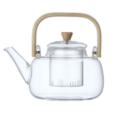 Household Teapot 1000ml Large Capacity Multifunctional Borosilicate Teapot with Bamboo Handle In Australia - Darrahopens