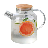 Water Pitcher 1800ml Glass Fridge Jug with Filter Whisk Wood Lid Heat Resistant Beverage Serveware for Drinks Tea Coffee In Australia - Darrahopens