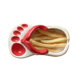 Ceramic French Fries Dish Cute Flip Flops French Fries Plate Cute Ceramic Bowl Flip Flops Shaped Snack Chip Soy Sauce Serving Dish Bowl Plate Red