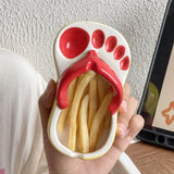 Ceramic French Fries Dish Cute Flip Flops French Fries Plate Cute Ceramic Bowl Flip Flops Shaped Snack Chip Soy Sauce Serving Dish Bowl Plate Red