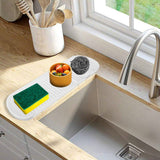 Counter Silicone Drainage Tray Food Grade Skid Resistance Frosted Bottom Silicone Dish Drying Mat for Bathroom White