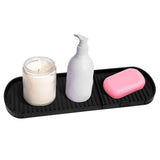 Counter Silicone Drainage Tray Food Grade Skid Resistance Frosted Bottom Silicone Dish Drying Mat for Bathroom Black
