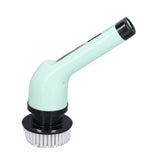Electric Handheld Brush Adjustable Extension Handle Powerful Highly Efficient Labor Saving Electric Spin Scrubber for Bathroom Kitchen 9 Heads Green