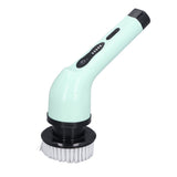 Electric Handheld Brush Adjustable Extension Handle Powerful Highly Efficient Labor Saving Electric Spin Scrubber for Bathroom Kitchen 9 Heads Green