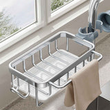 Kitchen Faucet Organizer Multifunctional Rustproof Sponge Dish Soap Brush Sink Caddy Holder with Drip Tray Silver In Australia - Darrahopens