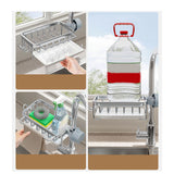 Kitchen Faucet Organizer Multifunctional Rustproof Sponge Dish Soap Brush Sink Caddy Holder with Drip Tray Silver