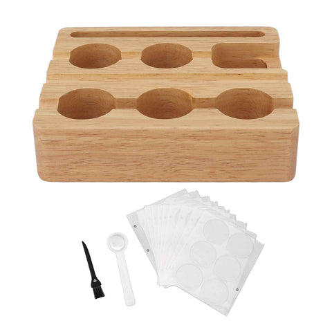Reusable Coffee Capsule Refill Kit 60PCS 37mm Aluminum Foil Seals Lid with Wooden Holder Brush Spoon for Nespresso Original Coffee Pods In Australia - Darrahopens