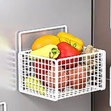 Wall Mounted Storage Basket No Drilling Adhesive Metal Wire Hanging Basket for Kitchen Food Pantry Bathroom Organization White