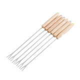 6pcs Stainless Steel Fondue Forks Cheese Fondue Sticks Smore Sticks with Wooden Handle Heat Resistant for Chocolate Cheese In Australia - Darrahopens