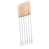 6pcs Stainless Steel Fondue Forks Cheese Fondue Sticks Smore Sticks with Wooden Handle Heat Resistant for Chocolate Cheese In Australia - Darrahopens