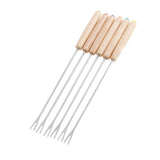6pcs Stainless Steel Fondue Forks Cheese Fondue Sticks Smore Sticks with Wooden Handle Heat Resistant for Chocolate Cheese In Australia - Darrahopens