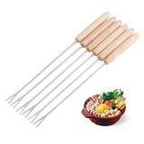 6pcs Stainless Steel Fondue Forks Cheese Fondue Sticks Smore Sticks with Wooden Handle Heat Resistant for Chocolate Cheese In Australia - Darrahopens