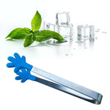 Hand Shape Small Tongs Silicone Tips Blue Stainless Steel Funny Heat Resistant Easy Clean Food Tongs for Ice Fruits In Australia - Darrahopens