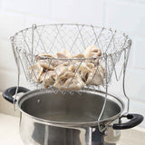 Stainless Steel Frying Basket Foldable Moderate Mesh Density Versatile Cooking Strainer Net for Kitchen In Australia - Darrahopens