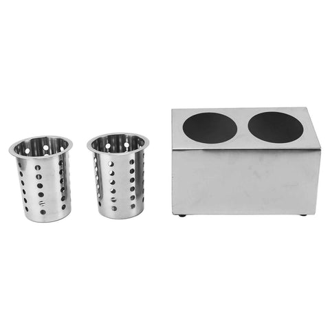 Kitchen Utensil Holder Multi Functional Non Slip Bottom Stainless Steel Knife Fork Storage Bucket 2 Holes In Australia - Darrahopens
