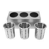 Kitchen Utensil Holder Multi Functional Non Slip Bottom Stainless Steel Knife Fork Storage Bucket 3 Holes In Australia - Darrahopens