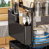 Dish Drying Rack for Countertop Aluminum 2 Tier Dish Rack with Drainboard and Utensil Holder for Kitchen Organization Black