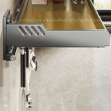 Wall Mount Kitchen Shelf Carbon Steel Punch Free Multifunctional Floating Shelf Hanging Spice Rack for Utensils