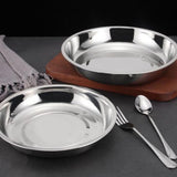 Metal Dinner Plates 304 Stainless Steel Round Camping Plates Thickened Soup Plate Tableware Tool M (18cm)