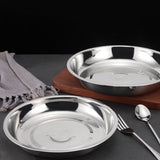 Metal Dinner Plates 304 Stainless Steel Round Camping Plates Thickened Soup Plate Tableware Tool M (18cm)