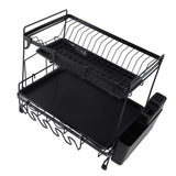 Dish Drying Rack 2 Layer Foldable Versatile Convenient Storage Dish Drainer Rack with Utensil Holder for Home