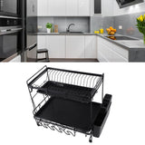 Dish Drying Rack 2 Layer Foldable Versatile Convenient Storage Dish Drainer Rack with Utensil Holder for Home