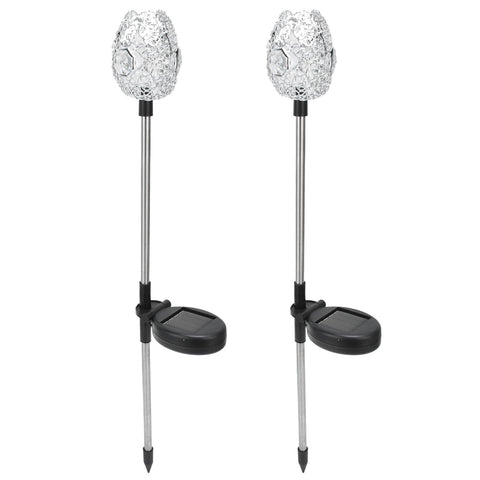 2PCS Solar Garden Light Waterproof Solar Powered Stake Lawn Lamp for Outdoor Courtyard Decor Warm Light