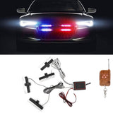 LED Red Blue Emergency Strobe Light 4x4LED Sync Flash Warning Lights 12V with Remote Control