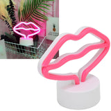 Lip Shaped LED Neon Signs with Stand USB Powered Neon Light Lamp for Baby Room Party