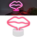 Lip Shaped LED Neon Signs with Stand USB Powered Neon Light Lamp for Baby Room Party