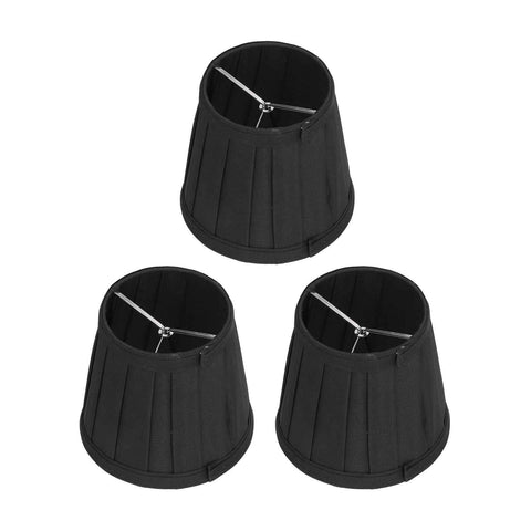 3PCS Cloth Lampshade E14 Clip On Fabric Lamp Cover for Chandelier Wall Lamp Office Home Decor(Black ) In Australia - Darrahopens