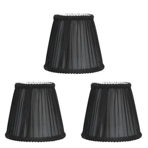 3PCS E14 ClipOn Cloth Lamp Shade Modern Fabric Lampshade Table Light Cover for Candle Chandelier(Black ) In Australia - Darrahopens